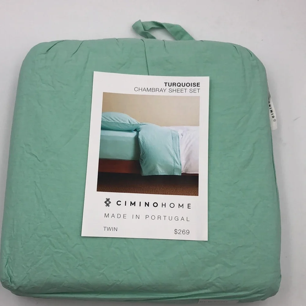 Cimino Home Turquoise Chambray Duvet Cover Twin